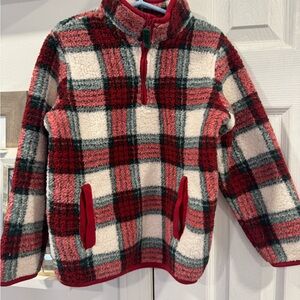 Gymboree Red and White Plaid Kids Fleece Hoodie